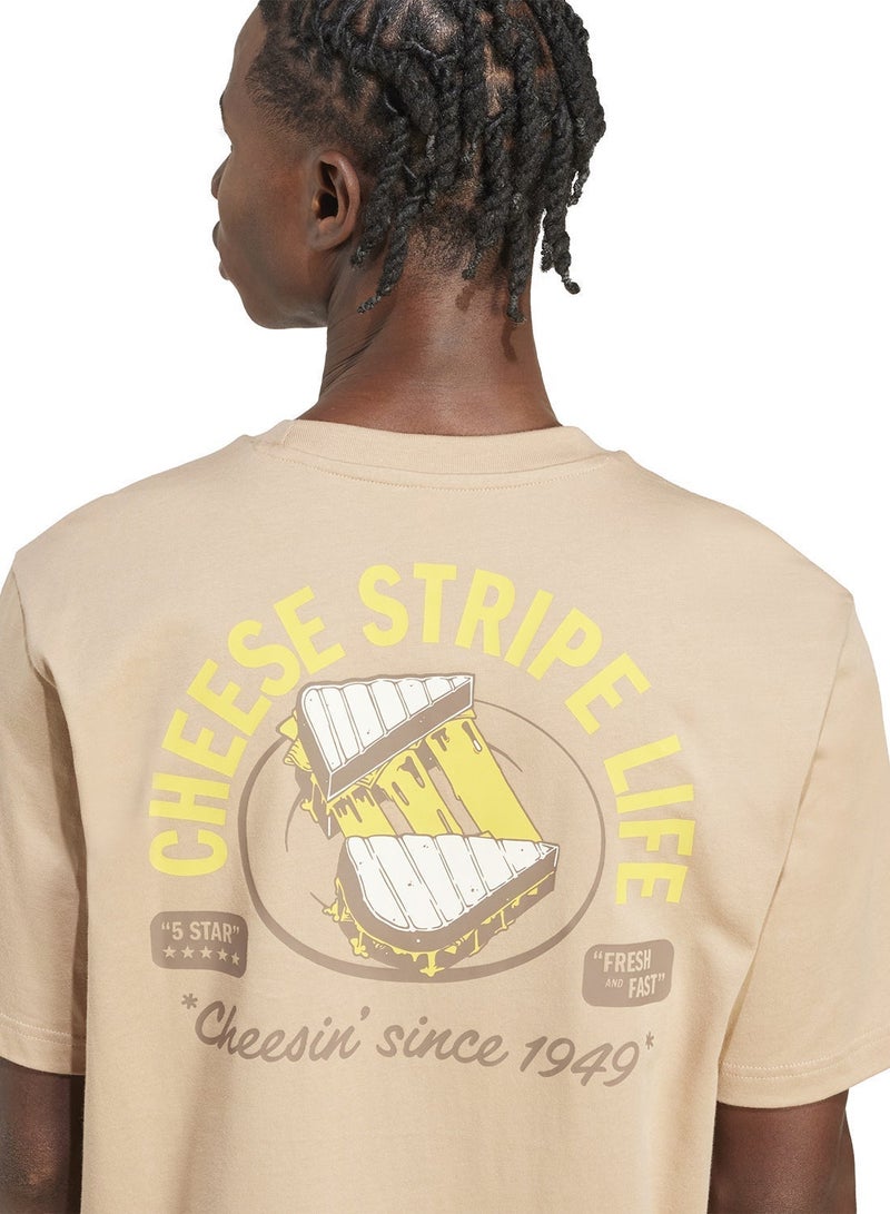 اديداس تي شيرت رجالي أديداس بطبعة جبنة أكمام قصيرة بني - Image 4